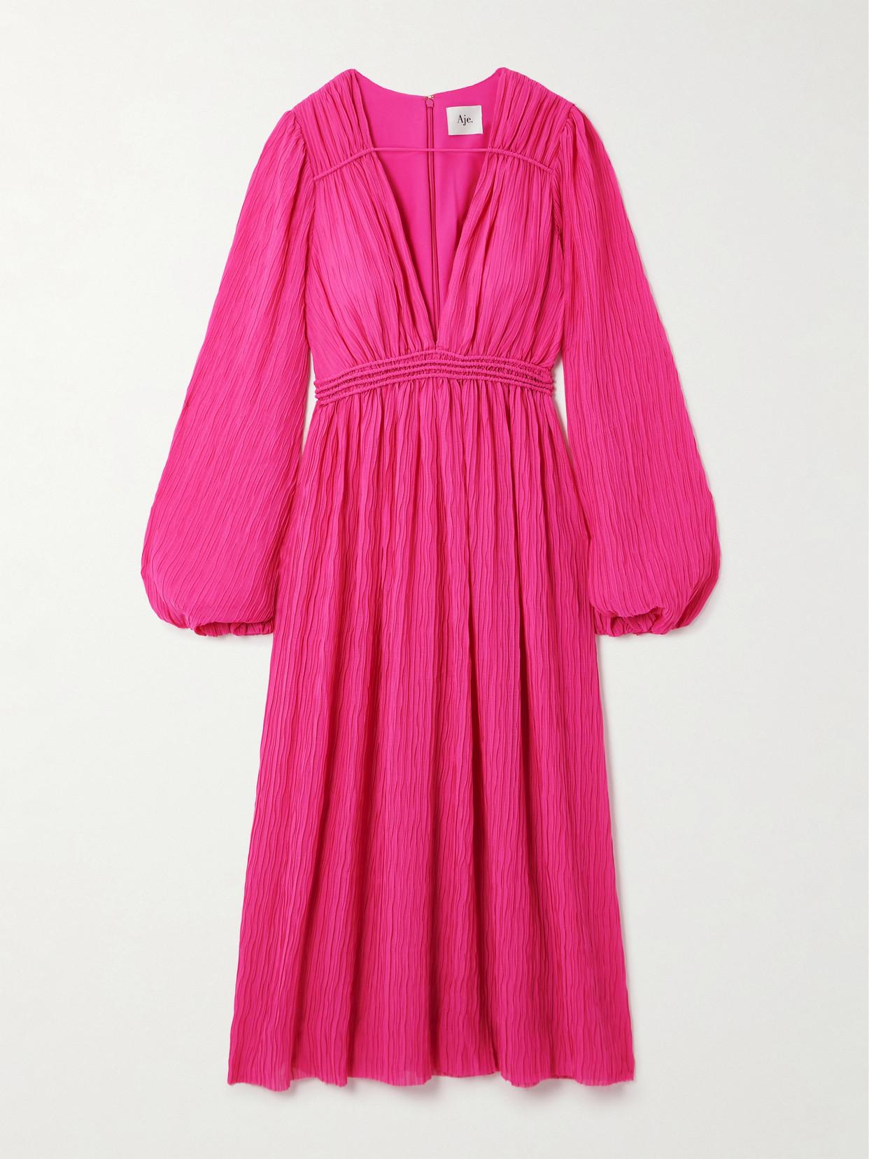 hot pink off the shoulder mini dress Shop the Lucia Sheer Sleeve Ruched Mini Dress in Hot Pink at Lady Black Tie Extra Small