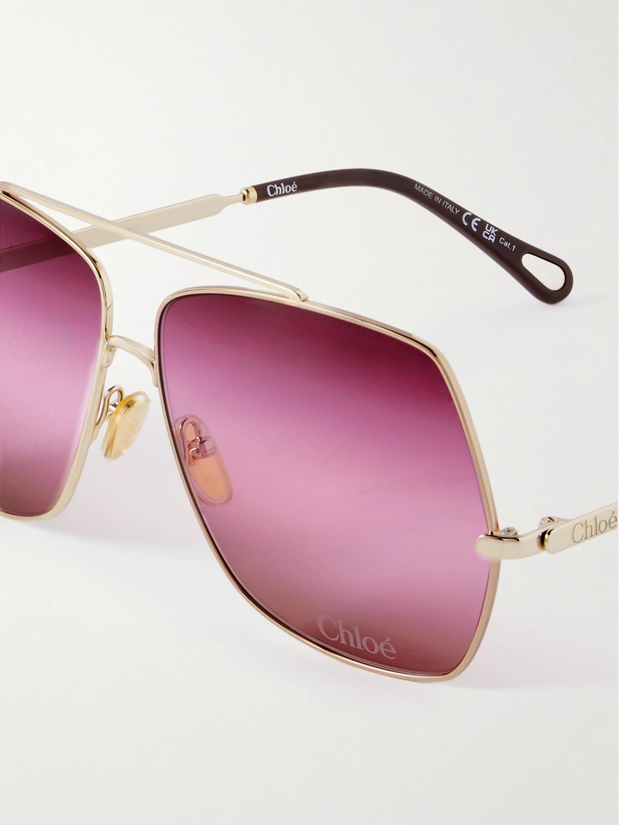 Chloé Oversized Aviator-Style-Tone Sunglasses in Pink | Lyst display picture 1