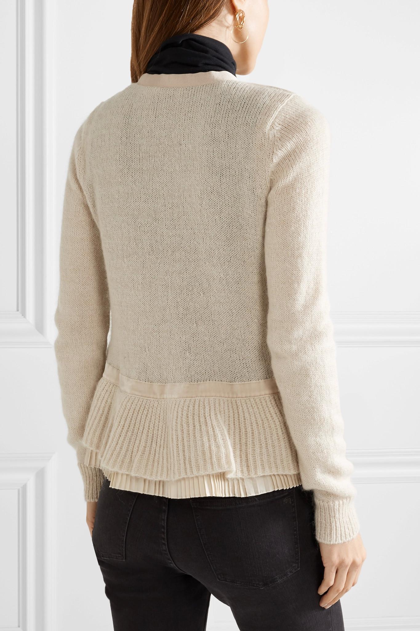 Moncler Wool Quilted Knitted Cardigan in Beige (Natural) Lyst