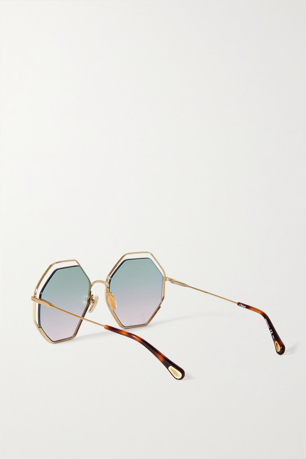 Chloé Poppy Octagon-frame Gold-tone Sunglasses in Metallic | Lyst