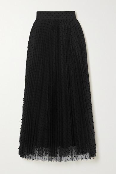 Zimmermann Charm Pleated Polka-dot Flocked Tulle Midi Skirt in Black - Lyst