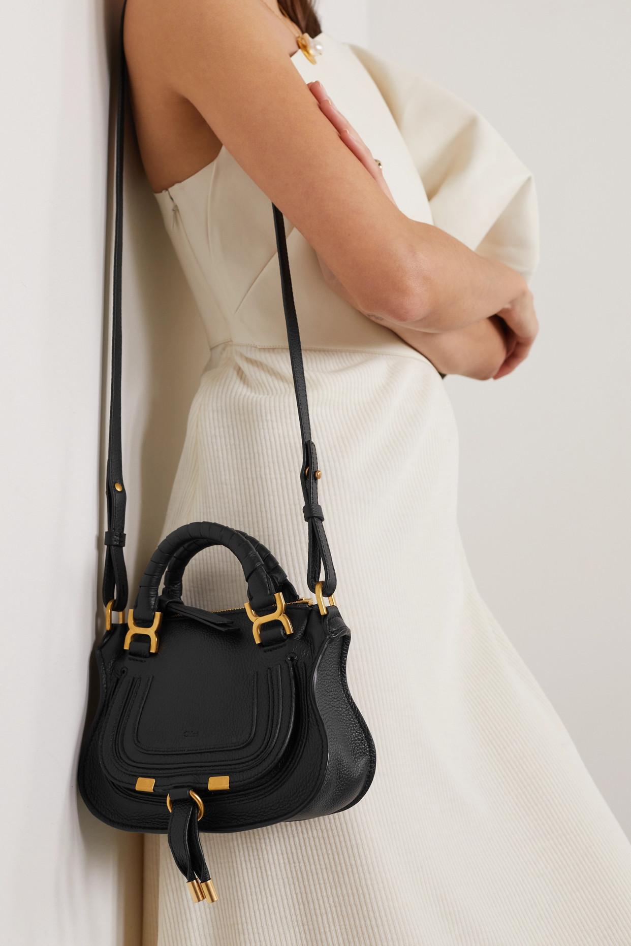 Chloé Marcie Mini Textured-leather Shoulder Bag in Black | Lyst