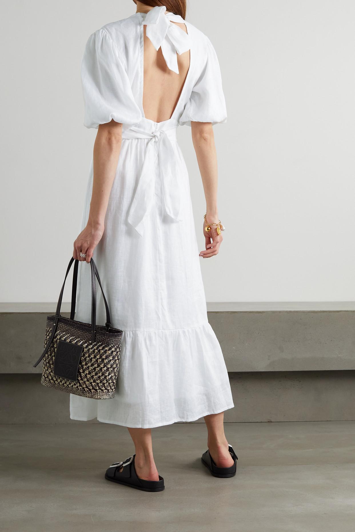 Faithfull The Brand + Net Sustain Romilla Tie-detailed Tiered Linen Midi  Dress in White