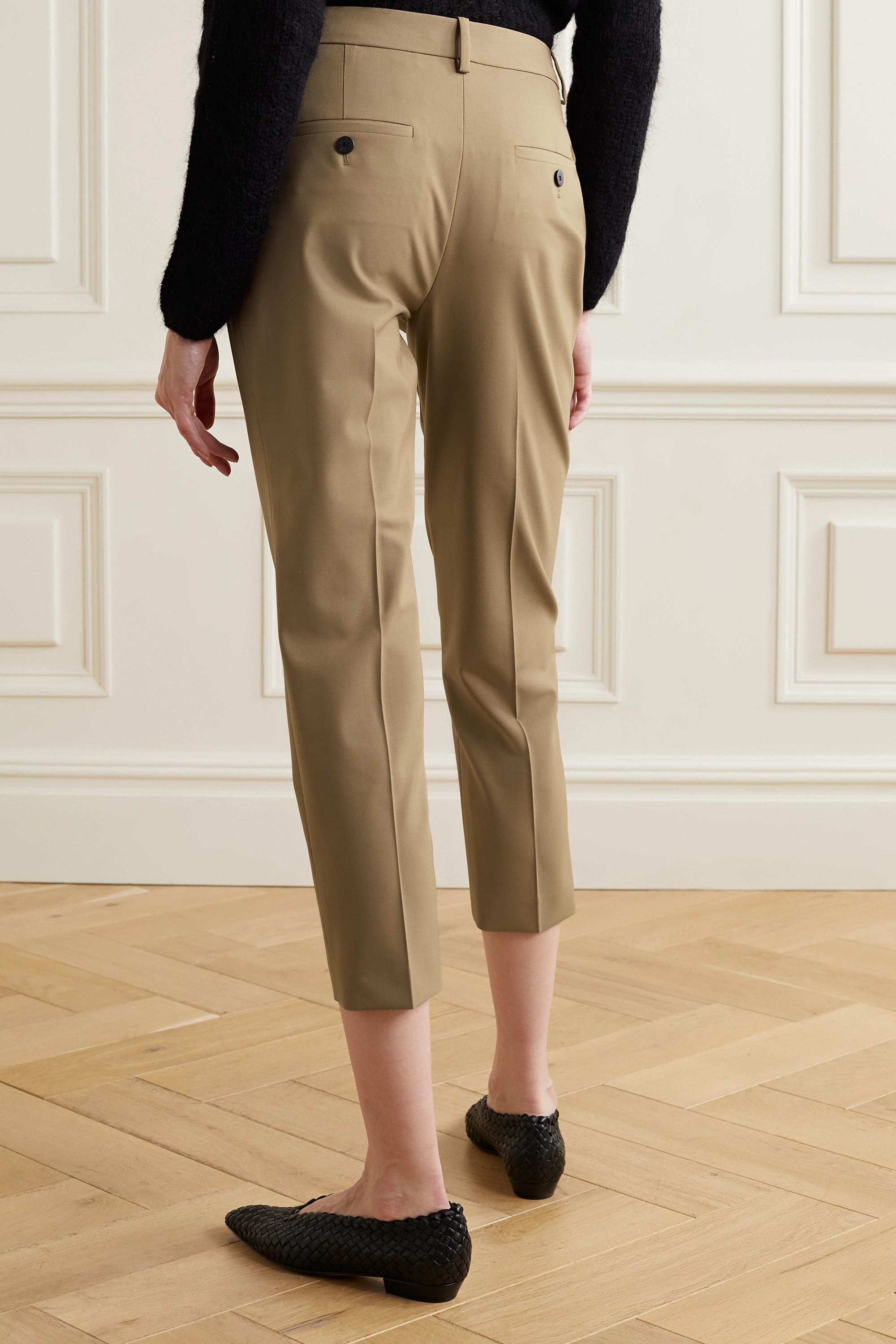 Theory Treeca 2 Cropped Stretch-wool Slim-leg Pants in Natural | Lyst
