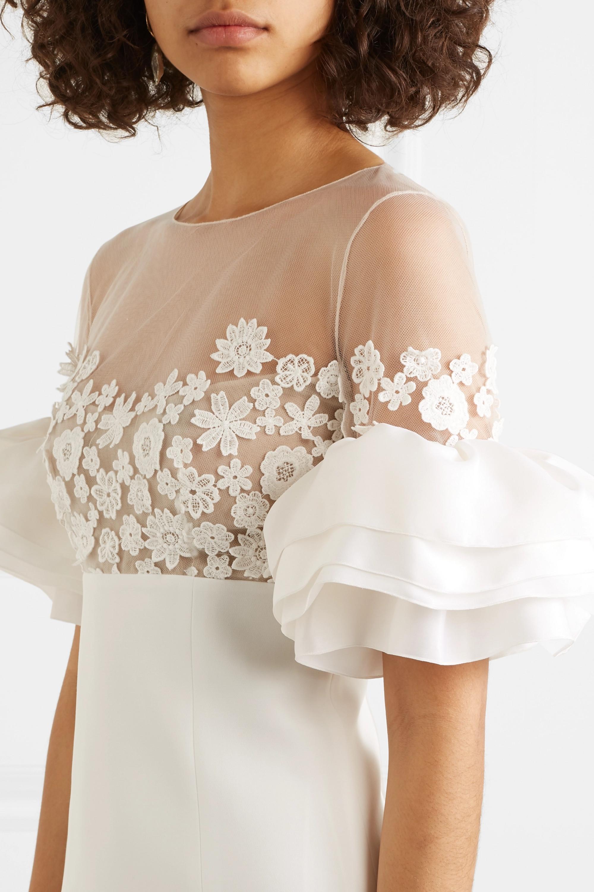 Rime Arodaky Astaire Embroidered Tulle, Crepe And Organza Mini Dress in  White | Lyst