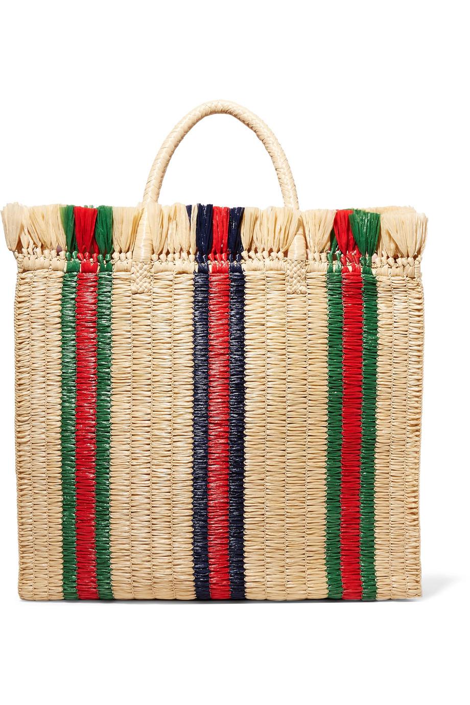 Gucci Web Woven Straw Tote in Natural