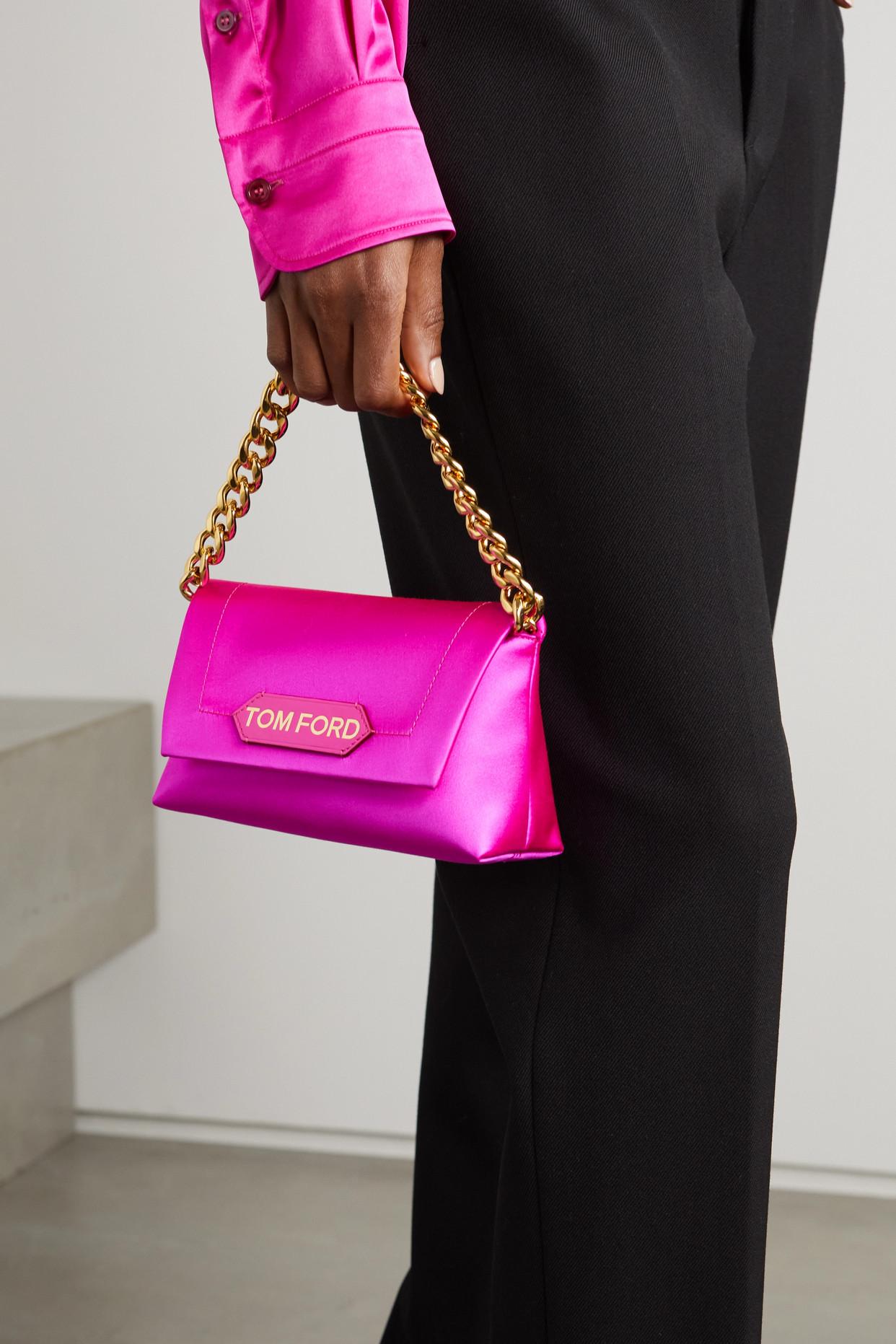 Tom Ford Label Leather-trimmed Satin Clutch in Pink | Lyst