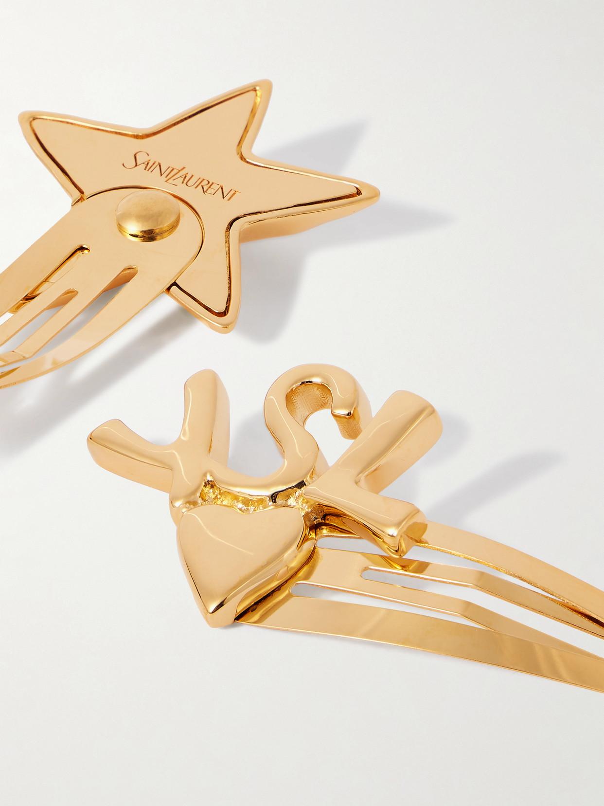 【Saint Laurent】 Cassandreセットオブ 2 hairclips Cassandre set of 2 hairclips in gold - Saint Laurent | Mytheresa