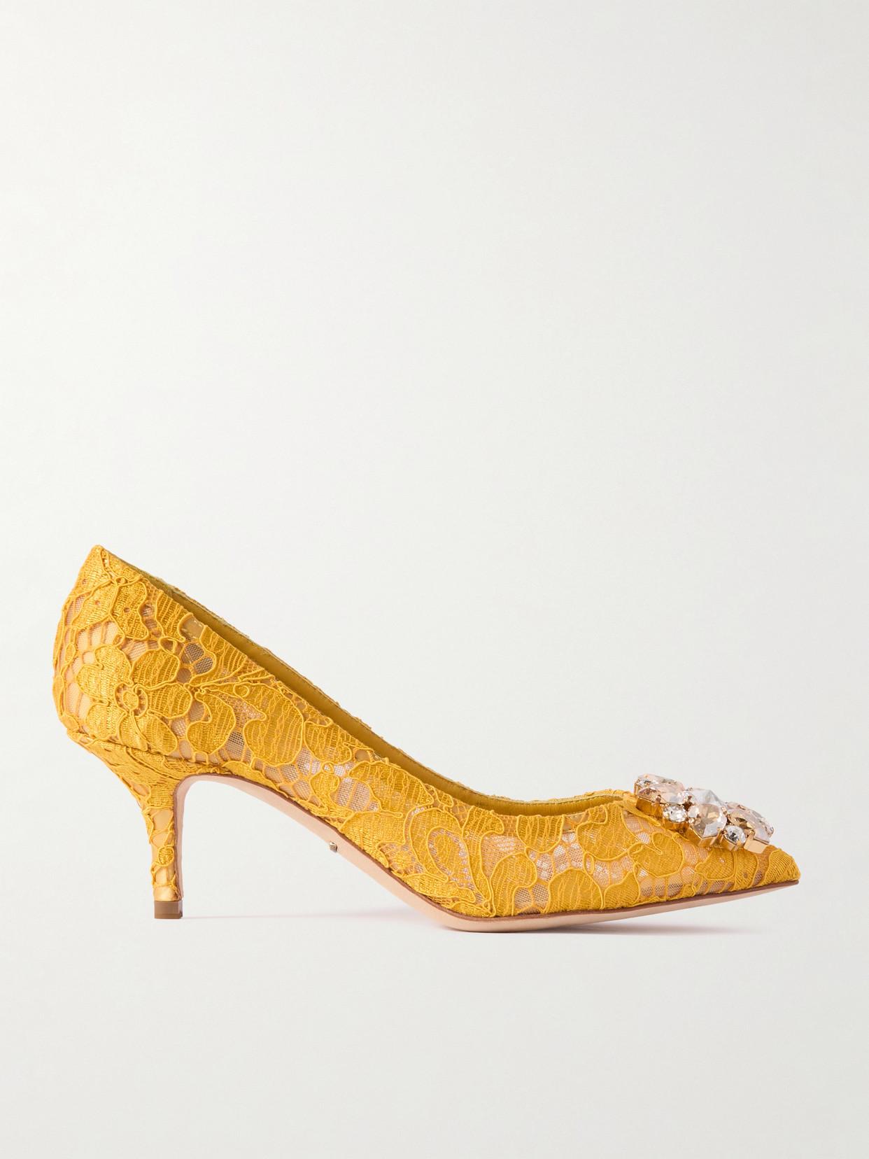 スリッポン DOLCE & GABBANA 'Bellucci' pumps Yellow CD0101AL198 Pump In Taormina Lace With Crystals - Women | Dolce&Gabbana