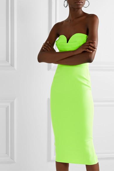 Alex Perry Corley Strapless Neon Crepe ...