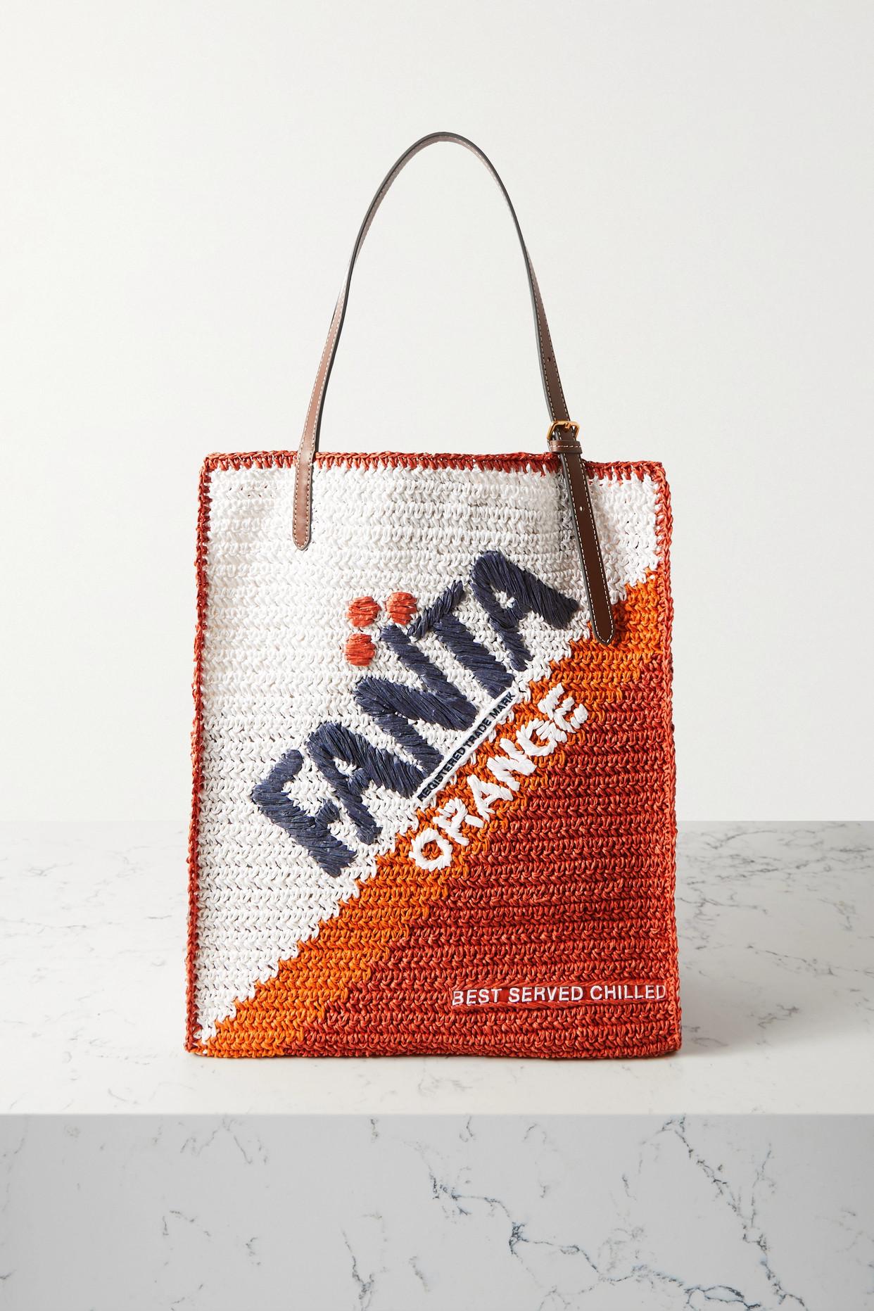 Anya Hindmarch Anya Brands Fanta Leathertrimmed Woven Tote in Red Lyst