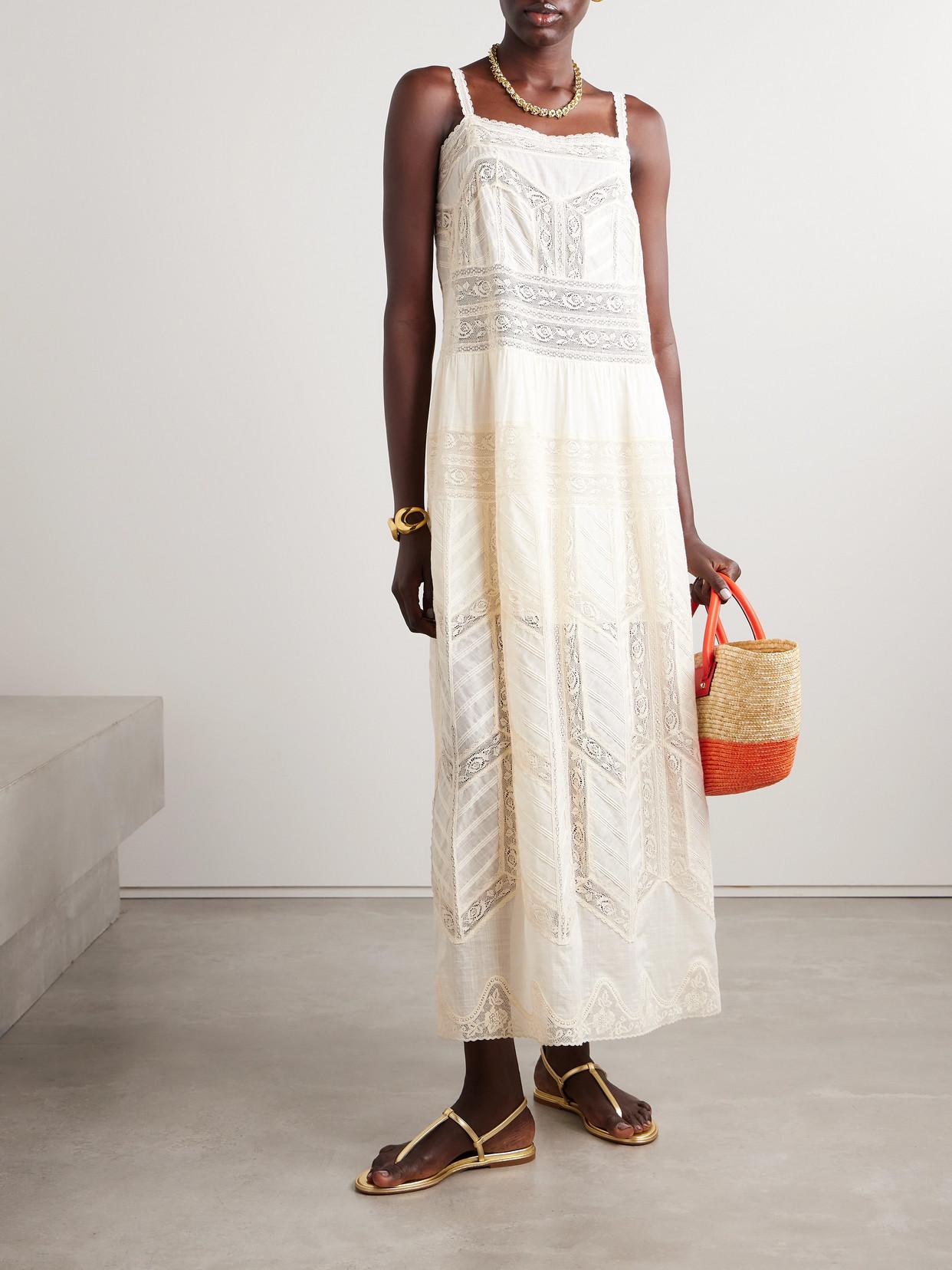 Zimmermann Acacia Lace-Trimmed Cotton-Voile Maxi Dress in White | Lyst