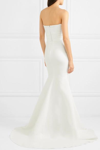 strapless crepe gown