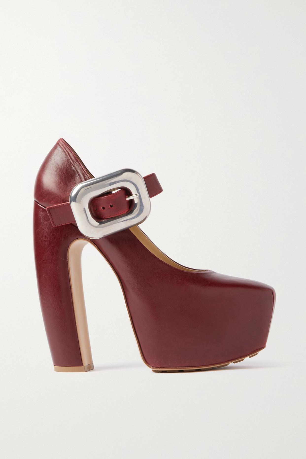 Bottega Mostra Leather Mary Jane Platform Pumps in Red Lyst