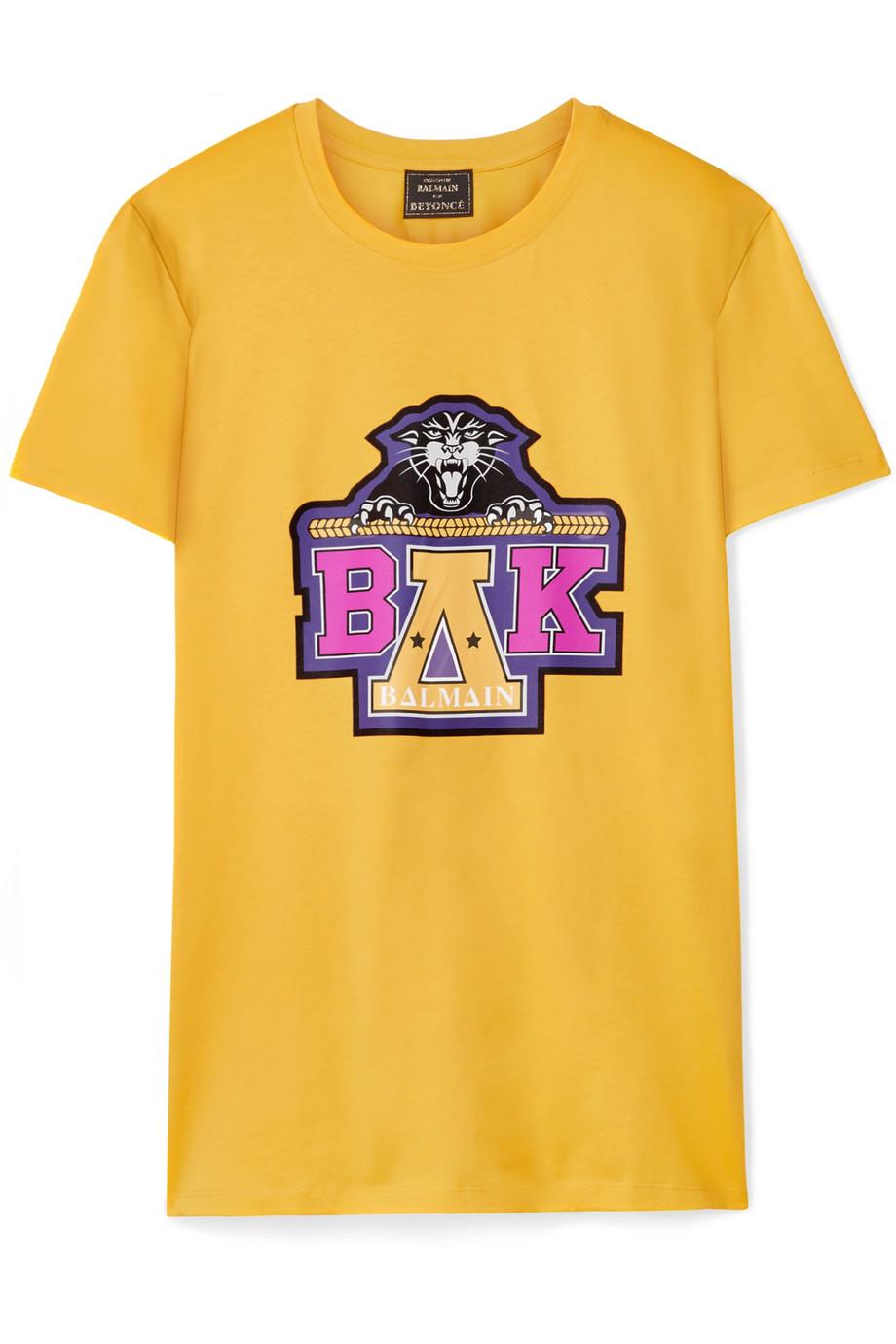 Balmain + Beyoncé Coachella Printed Cotton-jersey T-shirt in Yellow | Lyst