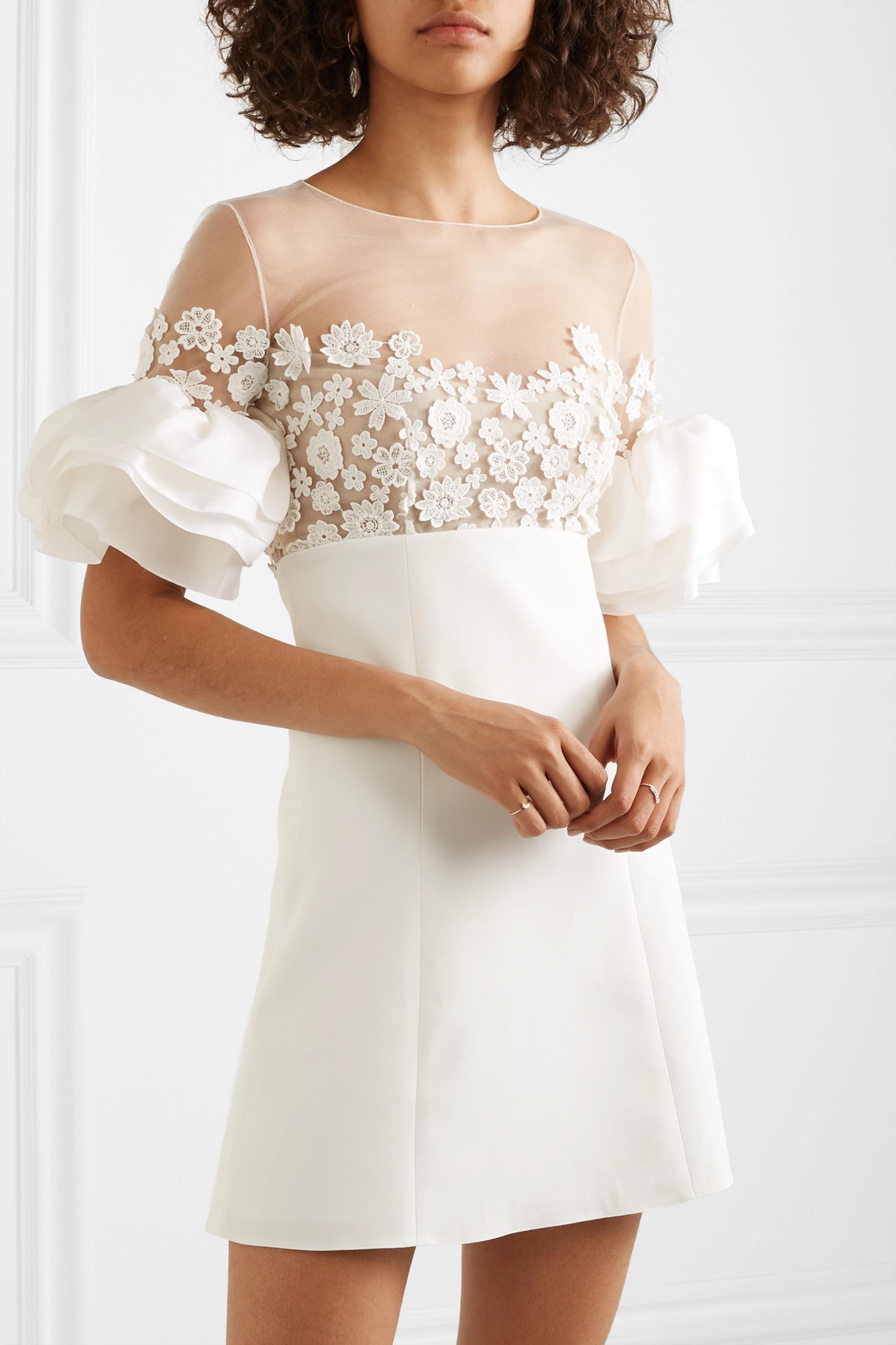 Rime Arodaky Lui Lace-trimmed Crepe Mini Dress In White