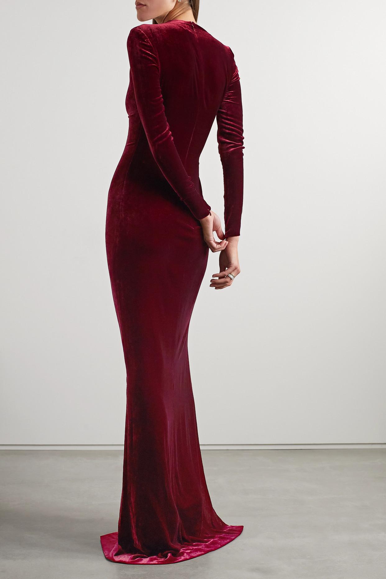 Long sleeve clearance red velvet gown