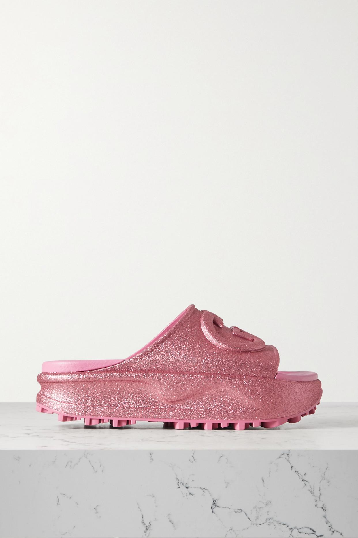 Gucci Miami Rubber Platform Slides in Pink | Lyst