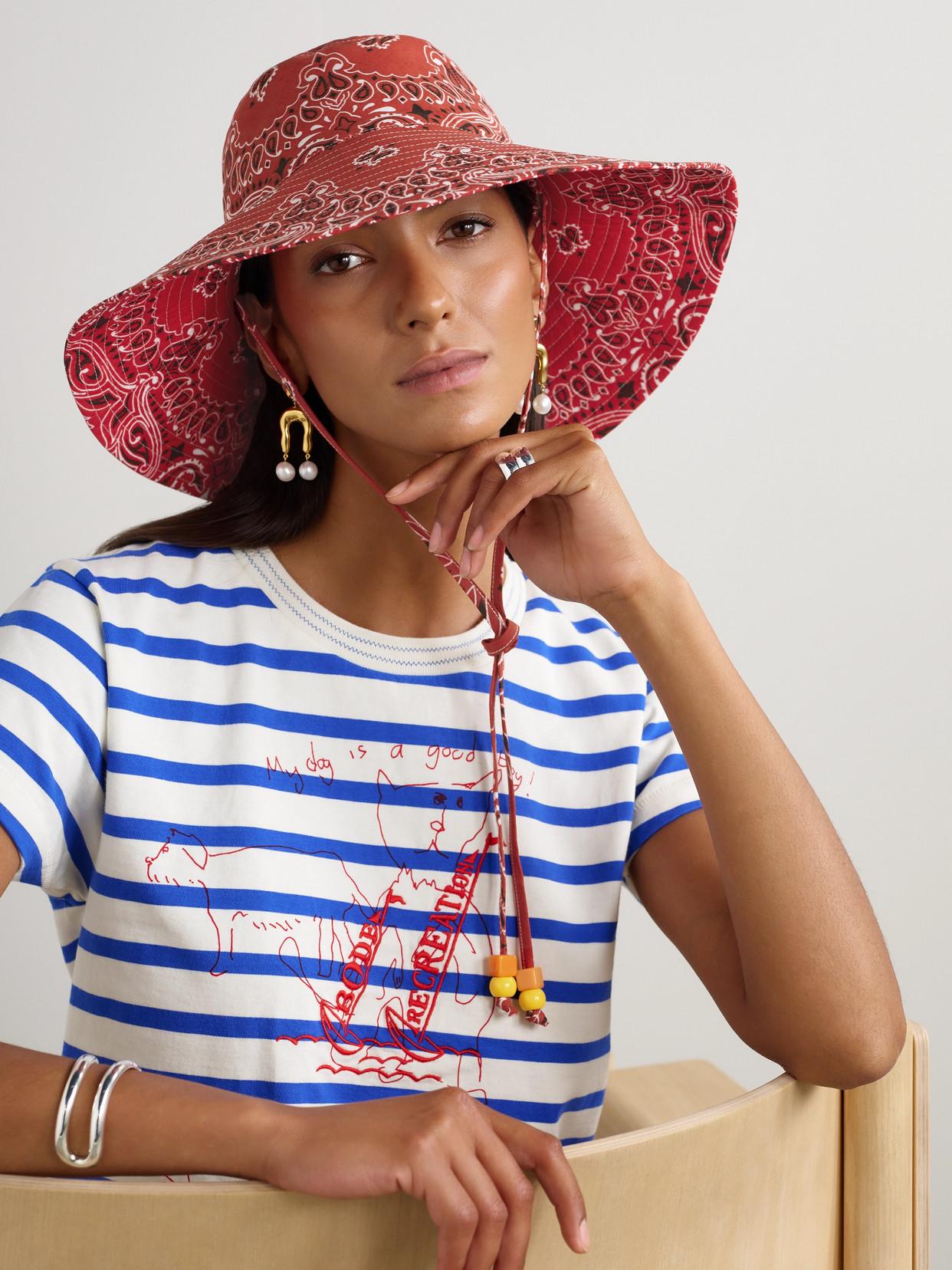 Call it By Your Name Capeline Reversible Cotton Bucket Hat in Red