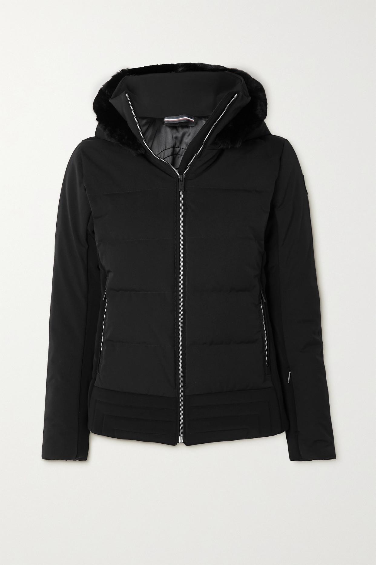 Fur-trimmed Quilted Gardena in Jacket | V Faux Hooded Black Down Shell Ski Lyst Fusalp