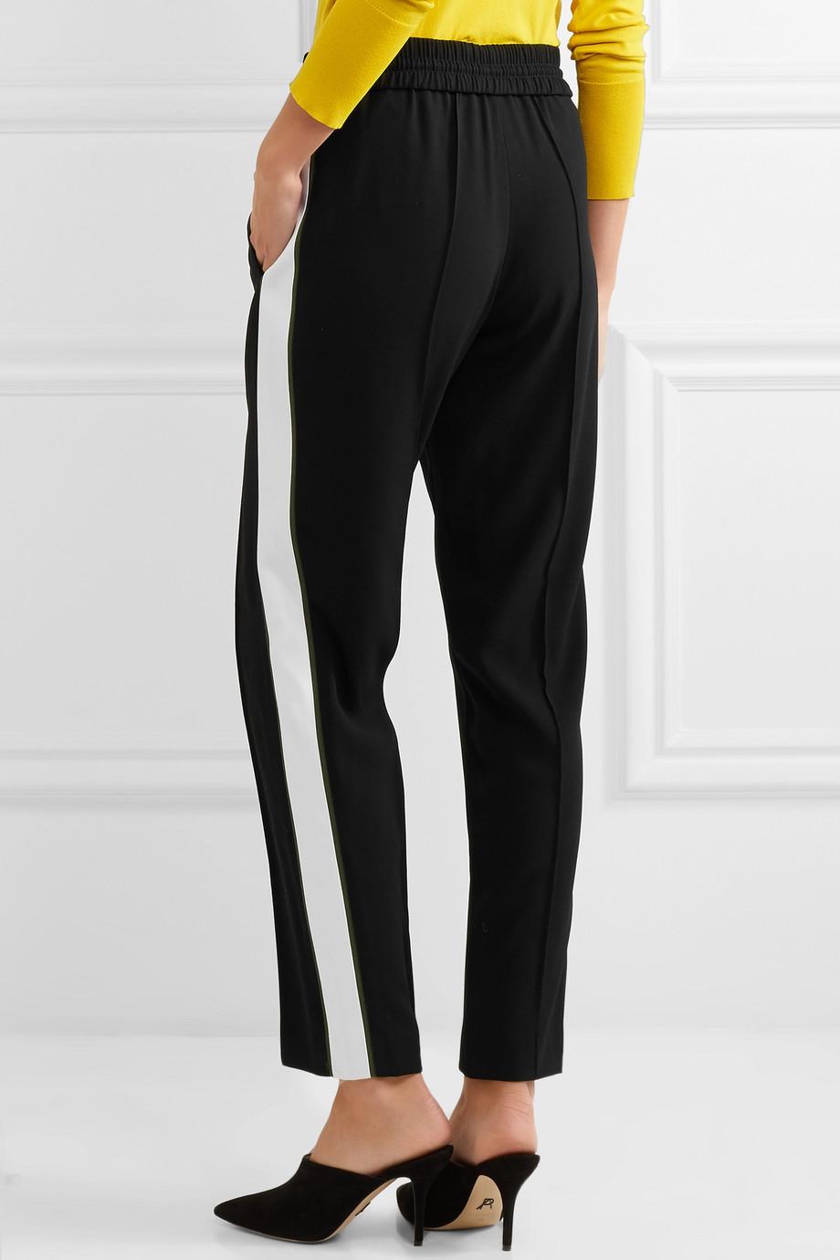 gray and black striped pants