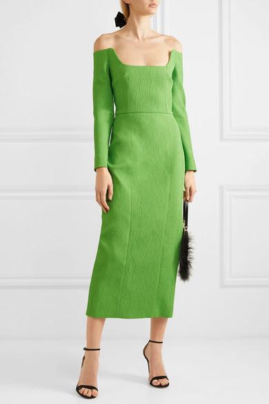 Emilia Wickstead Birch Off-the-shoulder Cloqu Midi Dress in Green | Lyst Emilia Wickstead Birch Off-the-shoulder Cloqu Midi Dress in Green | Lyst