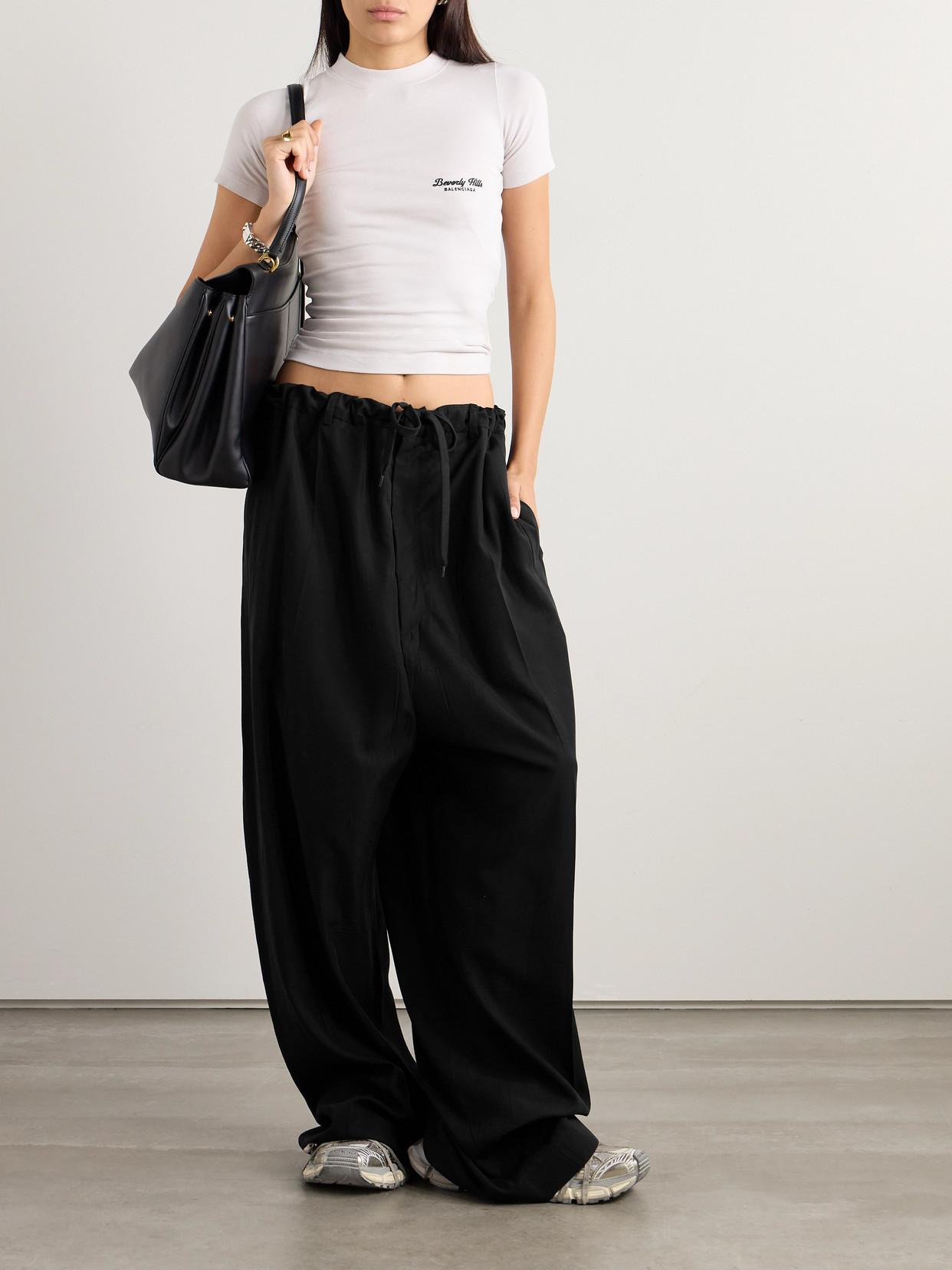 Balenciaga Lyocell-Poplin Wide-Leg Pants in Black | Lyst