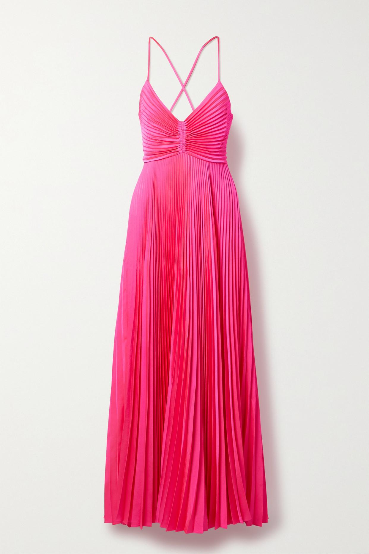 A.L.C. Aries Cutout Pleated Satin Maxi Dress in Pink Lyst