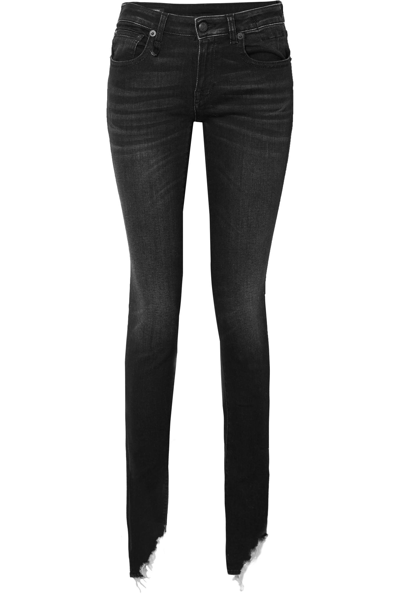 R13 Denim Kate Distressed Low-rise Skinny Jeans in Black - Lyst