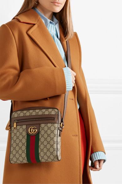 GUCCI Ophidia mini textured leather-trimmed printed coated-canvas shoulder  bag