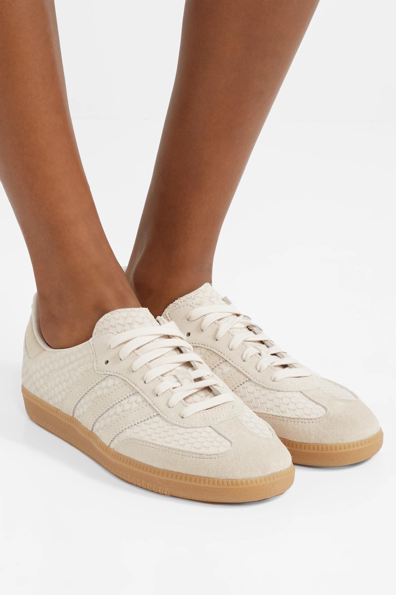 adidas Originals Samba Suede-trimmed Snake-effect Leather Sneakers in ...