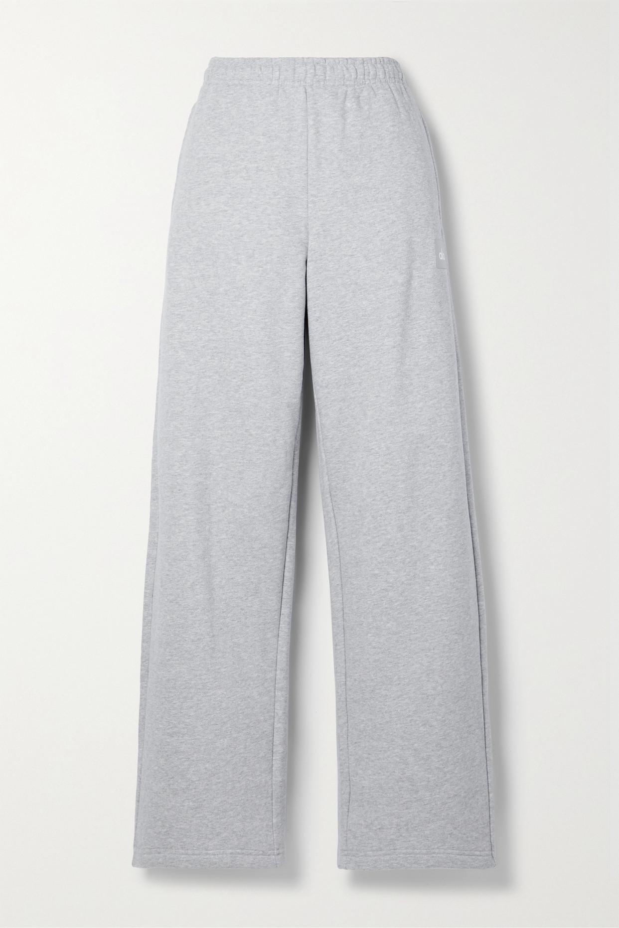 Alo Yoga Renown Wide-leg Cotton-blend Jersey Sweatpants in Grey