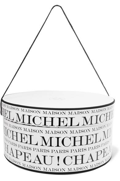 Maison Michel Printed Hat Box in White 