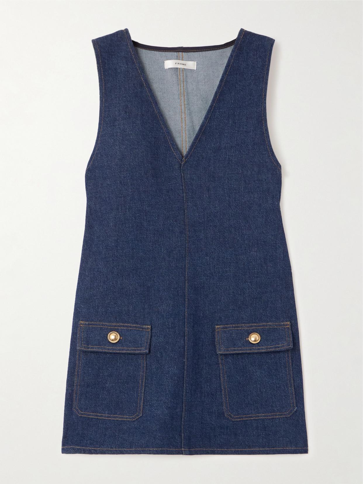 frame denim overall dress Anya Denim Overall Dress