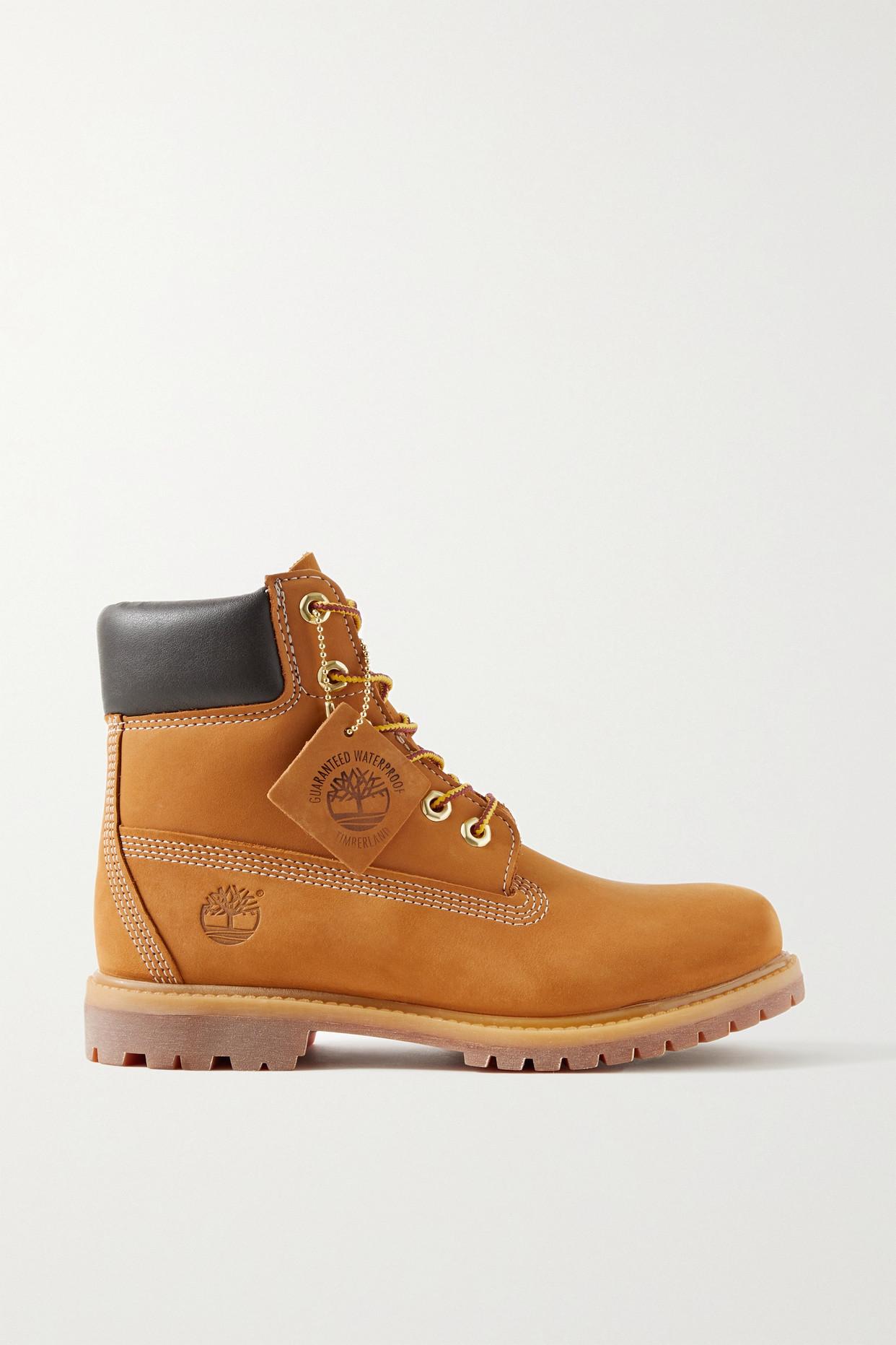 Timberland Premium Leather-trimmed Nubuck Ankle Boots in Brown | Lyst