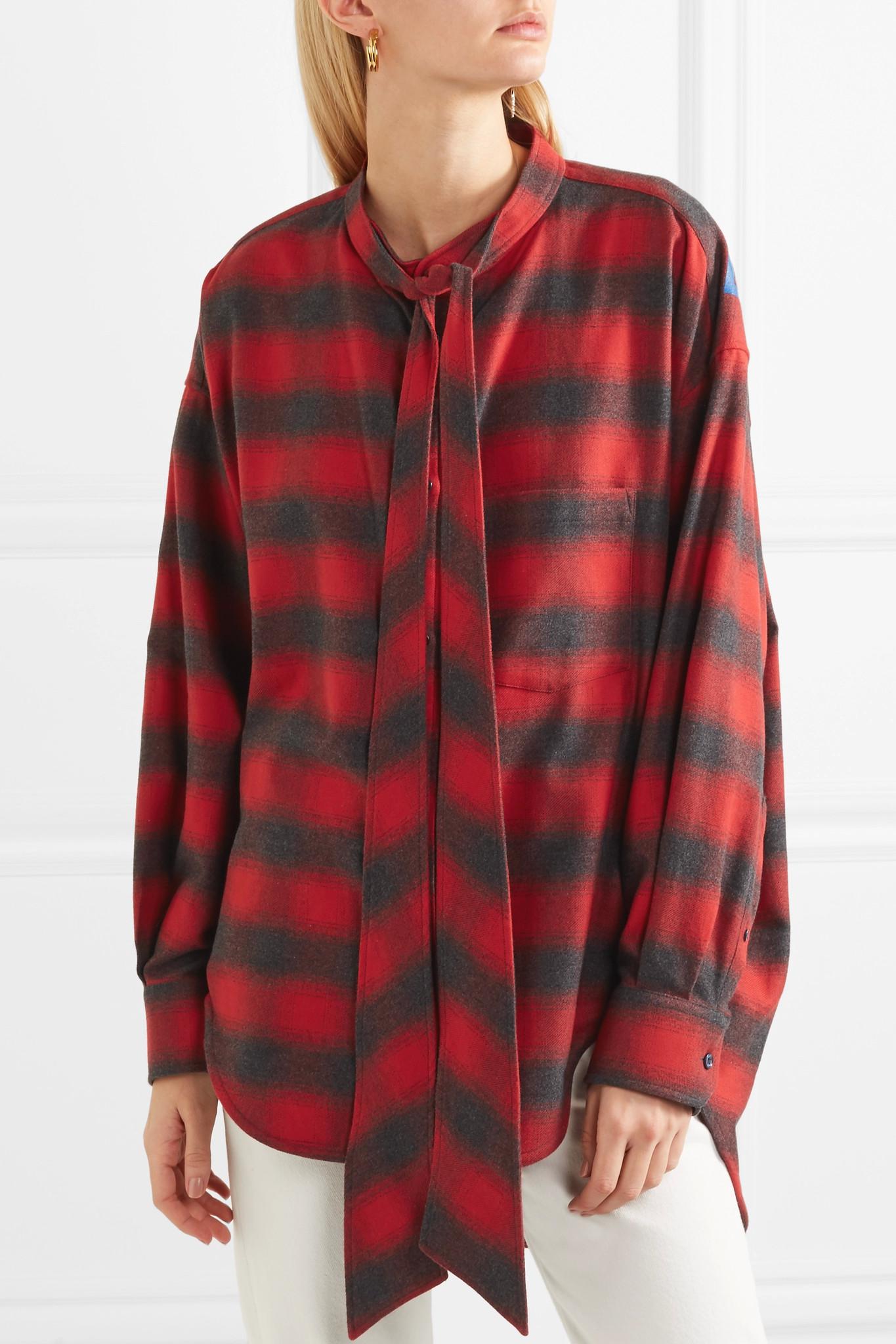 Balenciaga Swing Oversized Printed Checked Cotton-flannel Shirt in Red |  Lyst