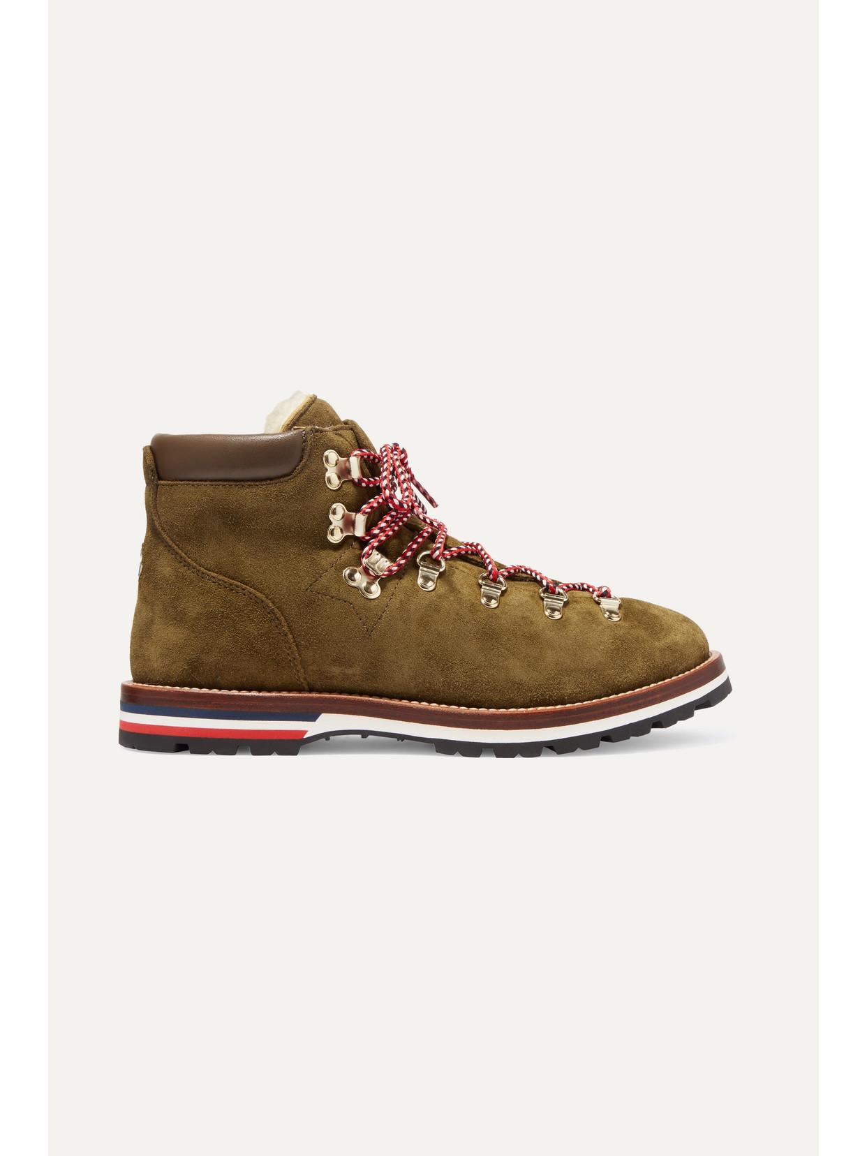 Moncler Blanche Shearling-Lined Suede Ankle Boots in Green Lyst UK