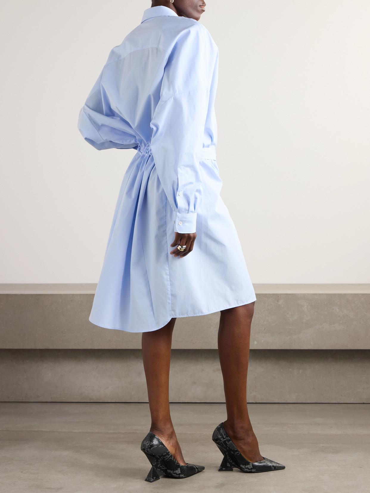 Dries Van Noten Belted Cotton-Poplin Shirt Dress in Blue Lyst UK