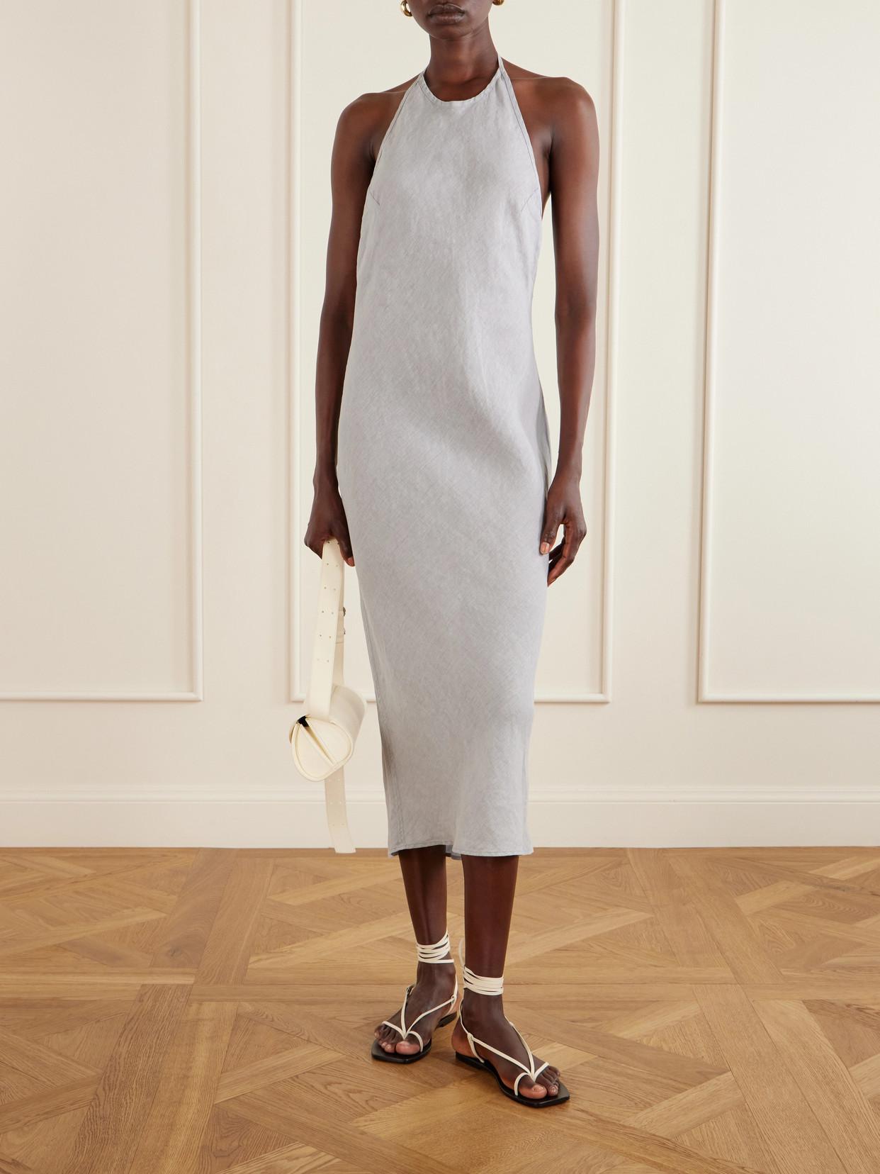 knee length dresses for ladies Linen Halter Dress - Salt Pigment