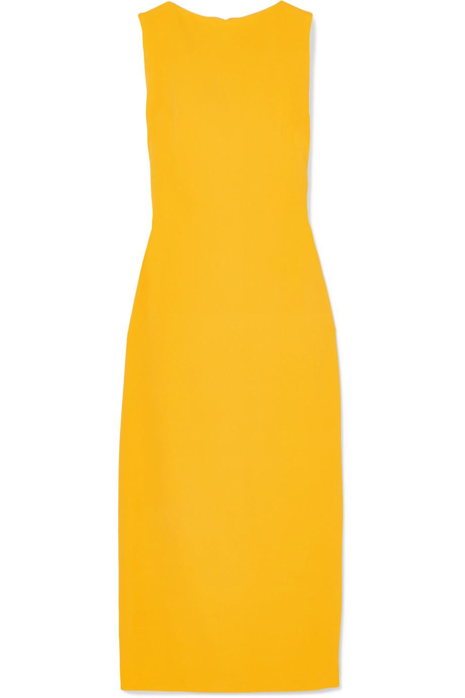 Brandon Maxwell Crepe Midi Dress in Yellow | Lyst