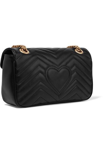 Gucci Shoulder Bag Gg Marmont Small Size In Matelassè Leather Worked With  Chevron Pattern And Heart On The Back in Black | Lyst