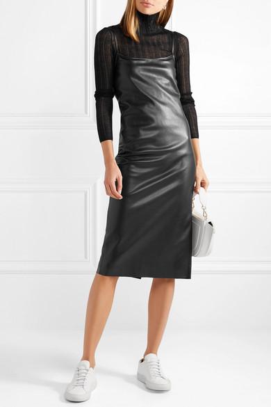 Theory black leather dress sale