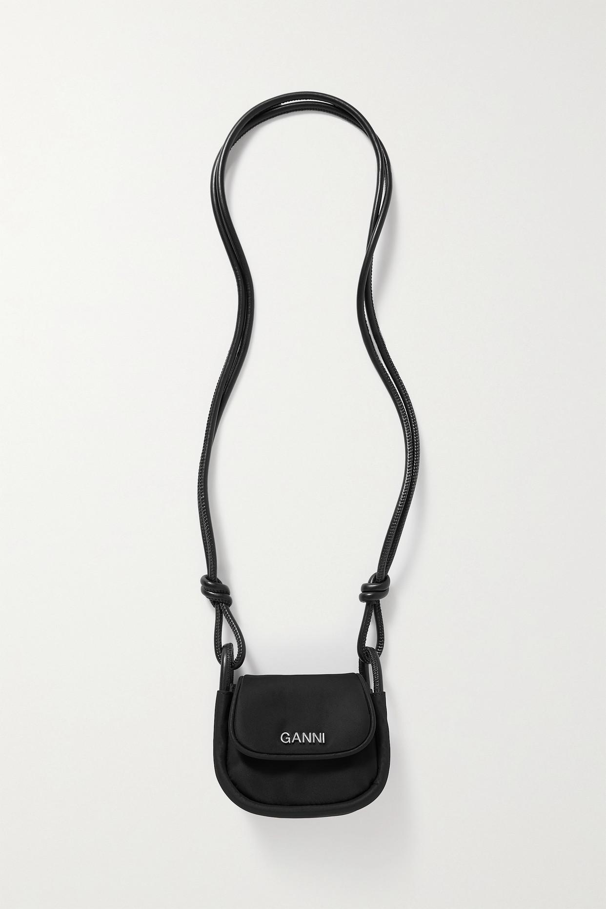 Ganni Knot Mini Recycled Leather-trimmed Shell Shoulder Bag in