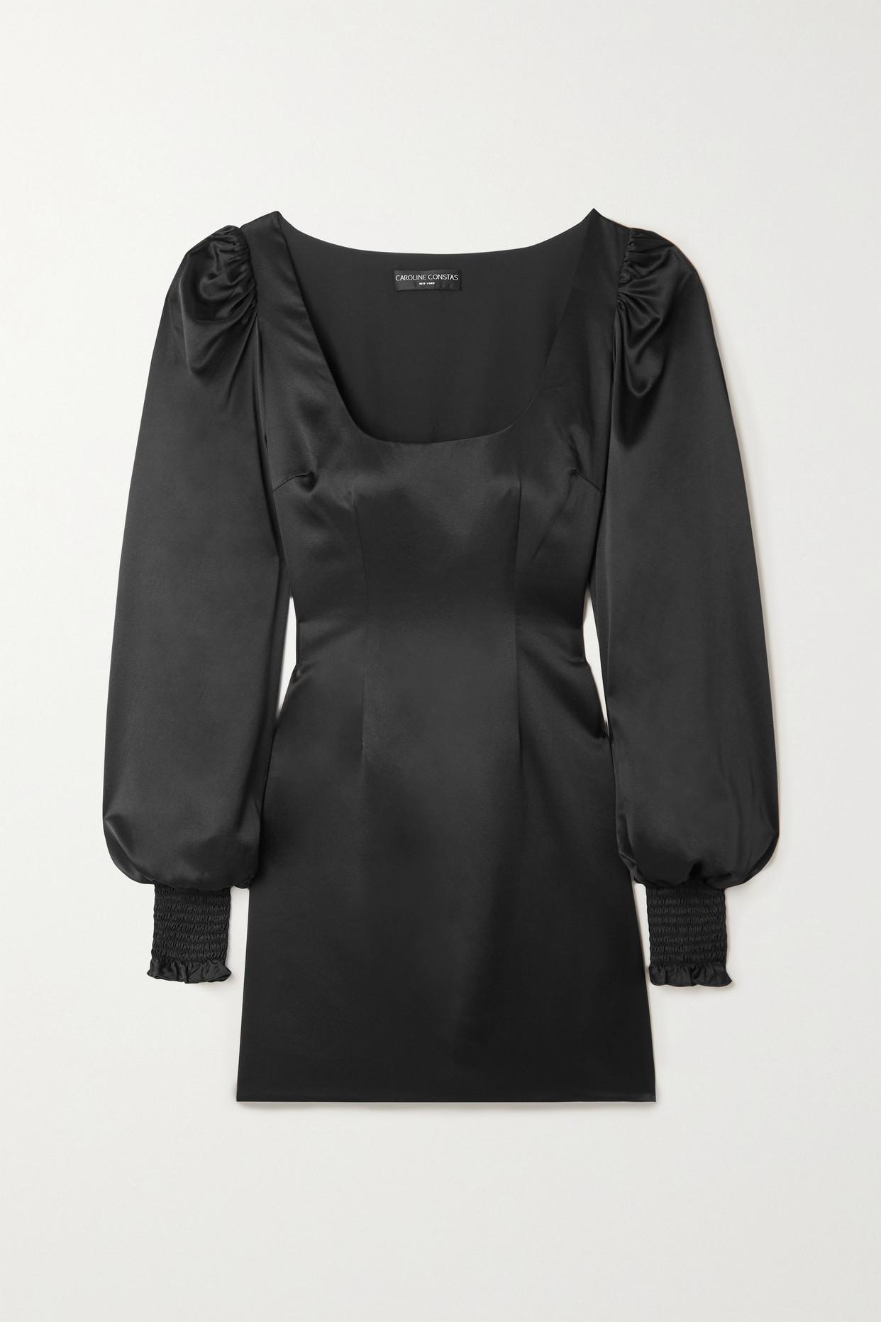 Caroline Constas Odette Stretch-silk Satin Mini Dress in Black | Lyst