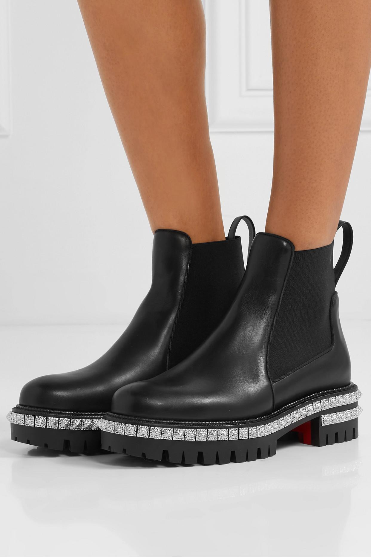 Christian Louboutin By The River 50mm Studded Leather Chelsea Boots in  Black | Lyst
