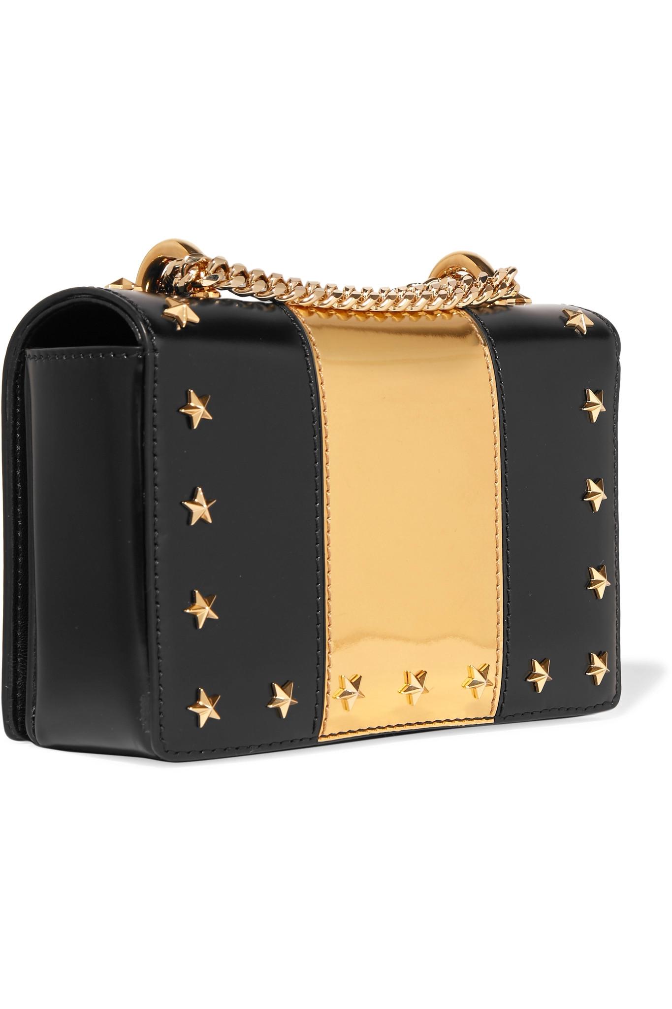 Balmain Embellished Twotone Leather Shoulder Bag in Black Lyst