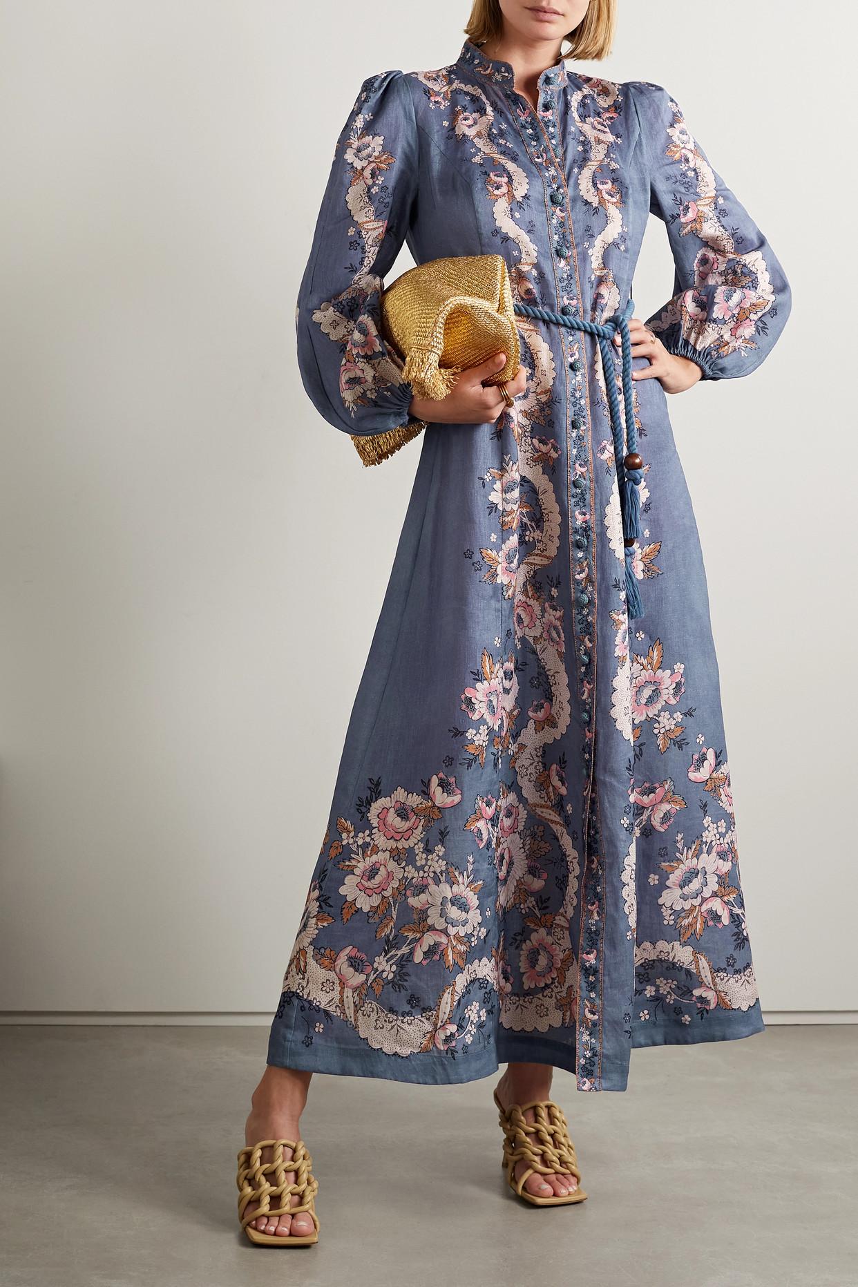 zimmermann vitali printed linen maxi dress Zimmermann Vitali Floral-Print Strapless Linen Maxi Dress - Multicoloured