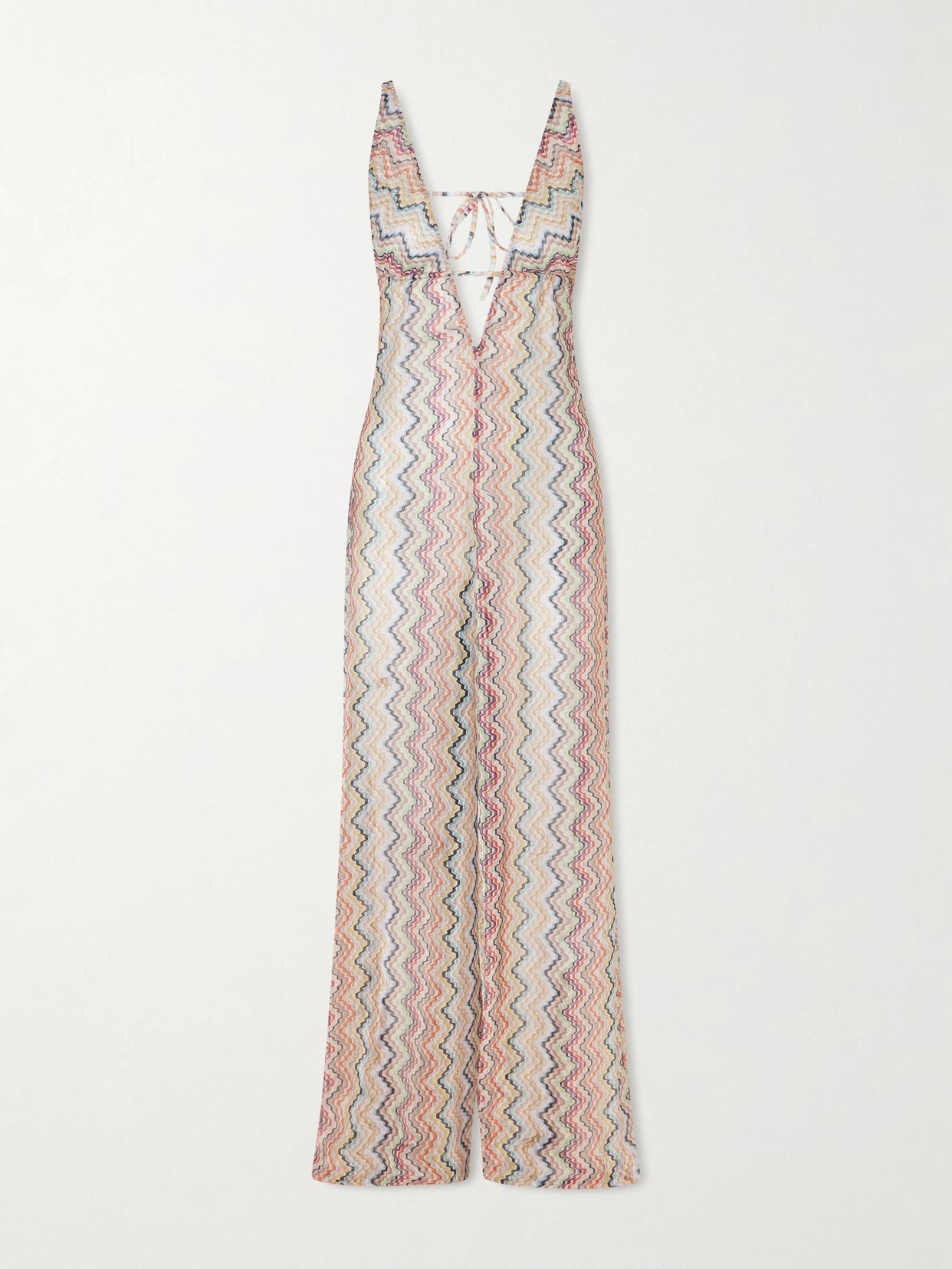 missoni metallic striped crochet knit maxi dress Striped metallic crochet-knit coverup - multi