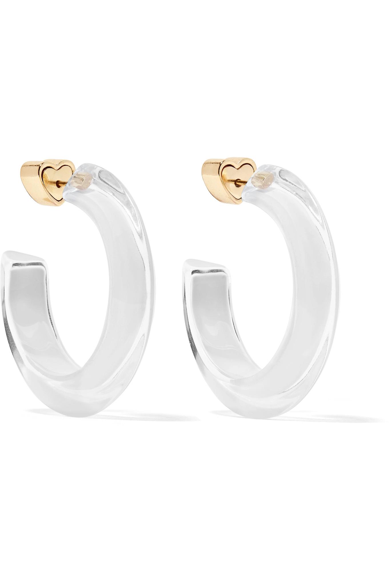 Alison Lou Small Jelly Lucite And Enamel Hoop Earrings in White | Lyst