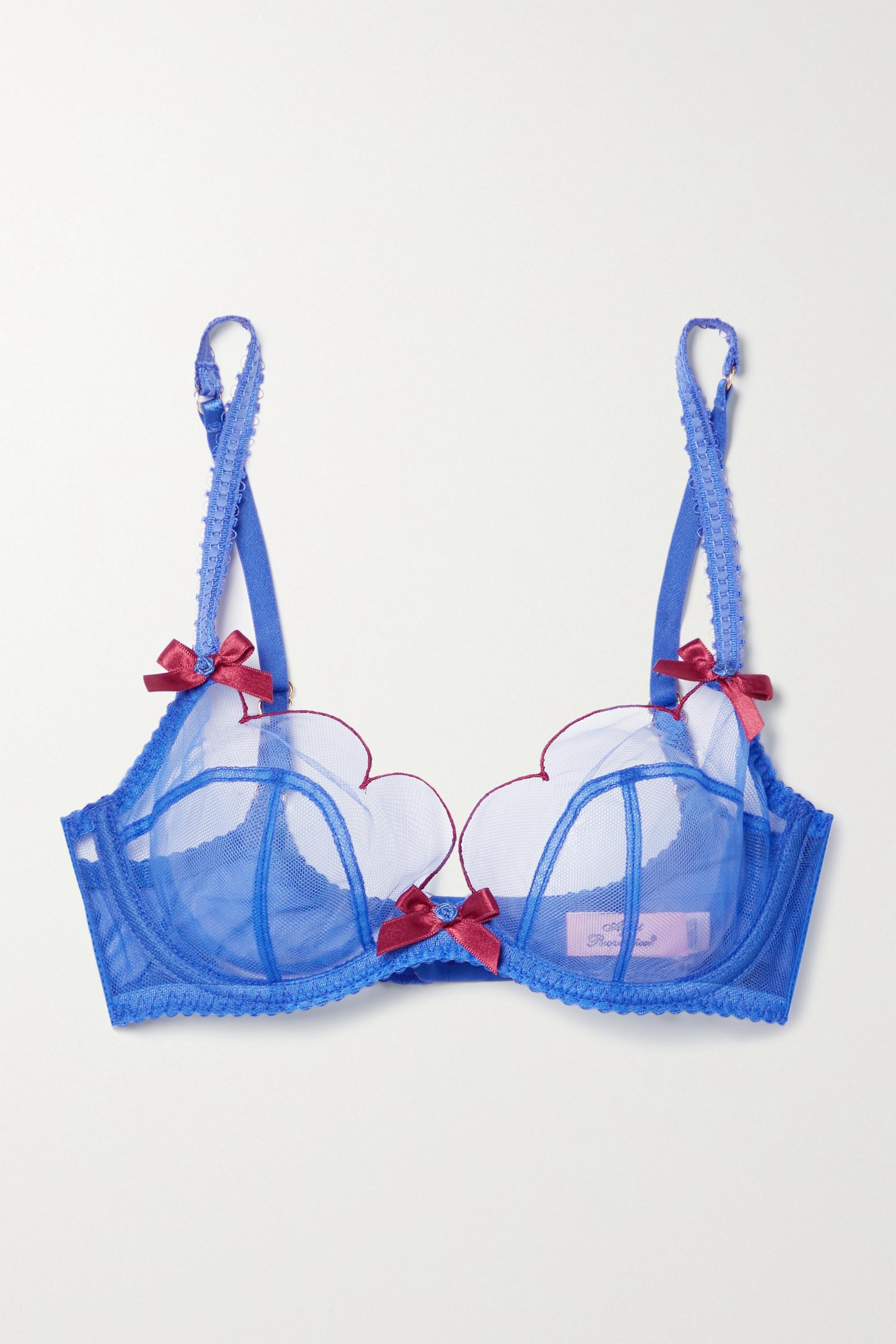 AGENT PROVOCATEUR Kiya bow-embellished cutout Leavers lace underwired  soft-cup bra